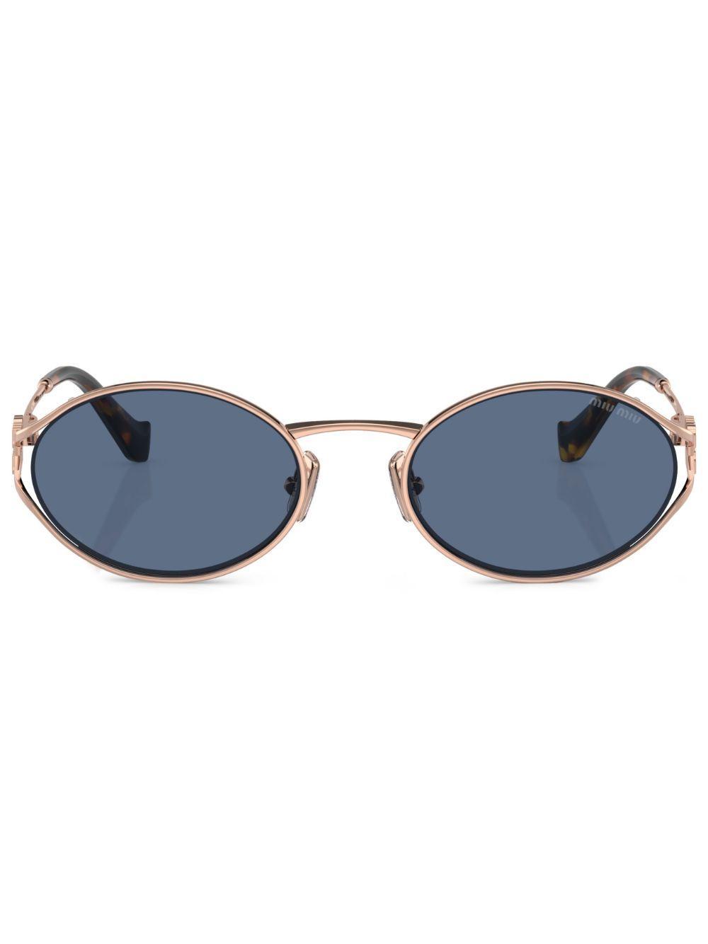 logo-plaque oval-frame sunglasses Product Image