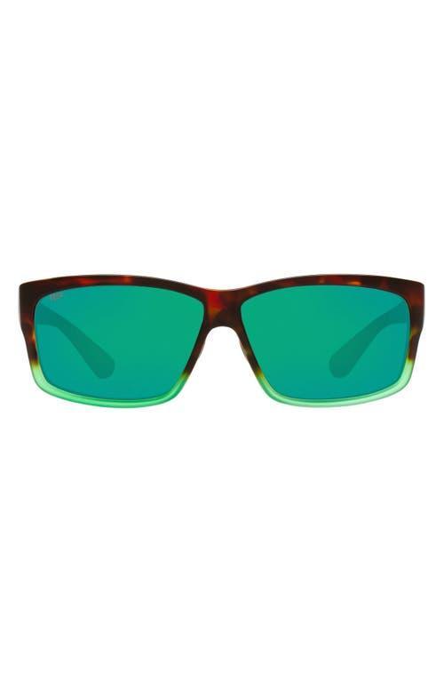 Costa Mens 6S9047 Cut Mirrored 60mm Rectangle Polarized Sunglasses - Matte Tortuga Fade/Green Product Image