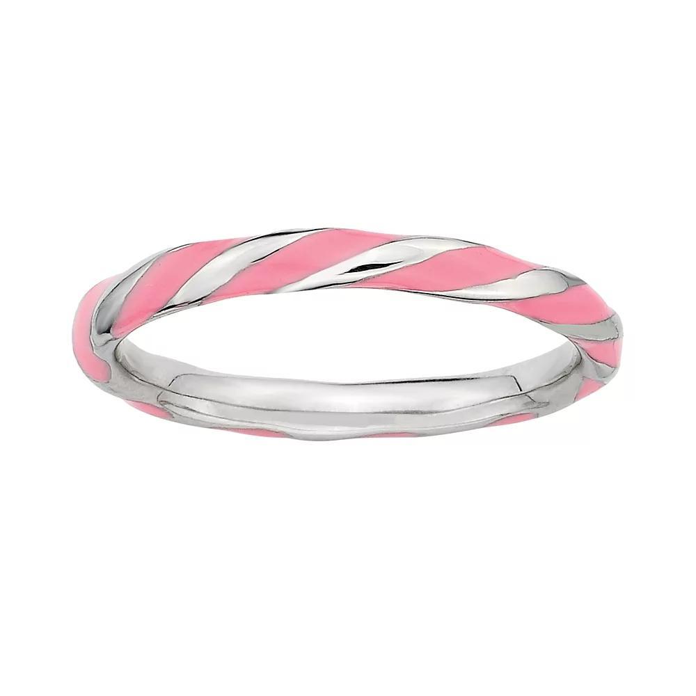 Stacks & Stones Sterling Silver Pink Enamel Twist Stack Ring, Women's, Size: 5 Product Image