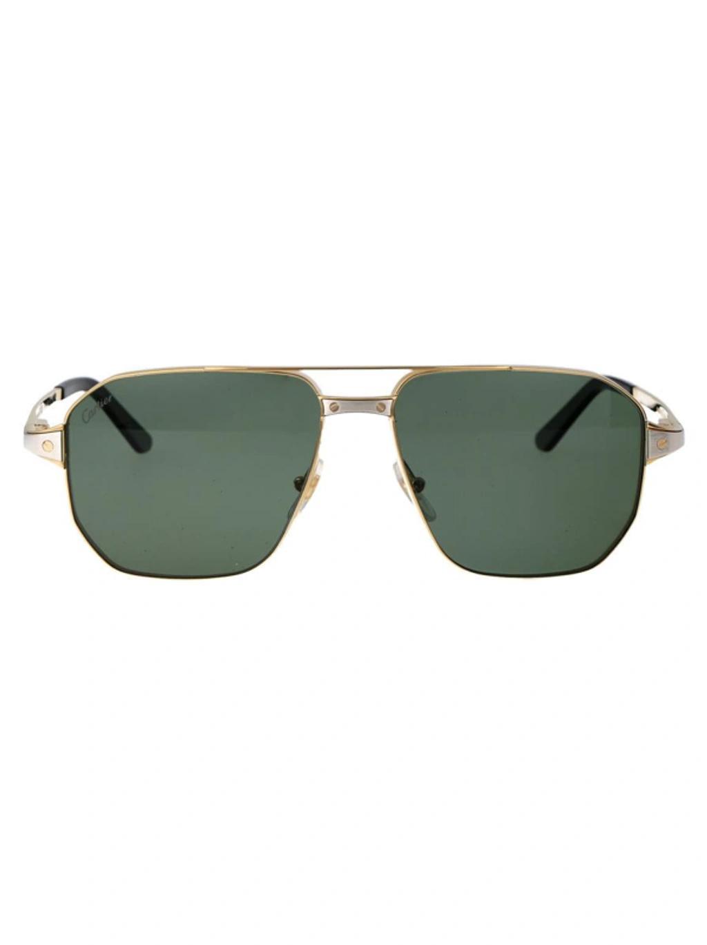 CARTIER Sunglasses In 002 Gold Gold Green Product Image