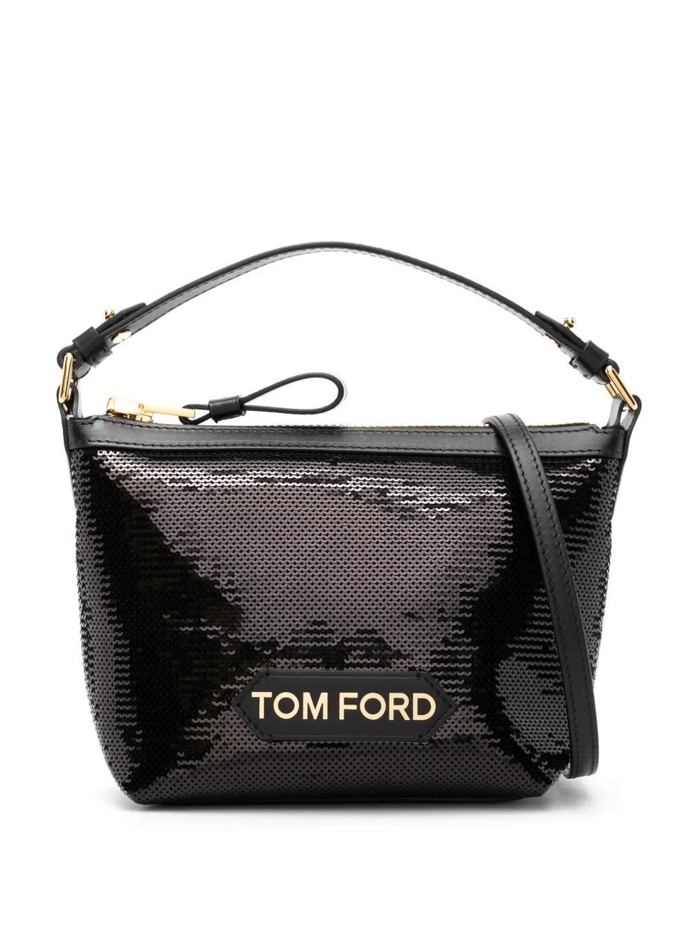 TOM FORD Logo-plaque Sequin Tote Bag In Black Product Image