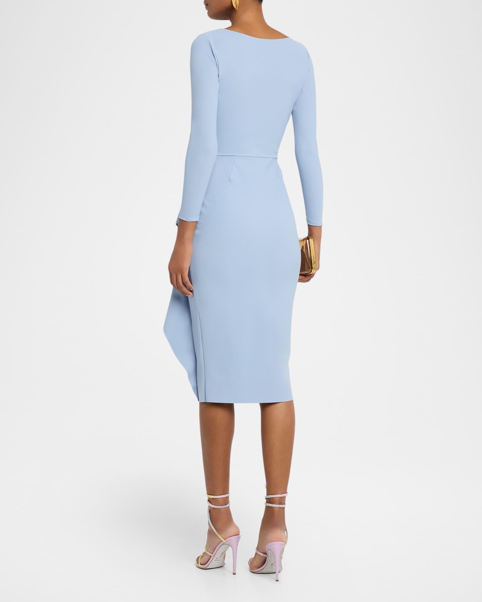 Draped Faux Wrap Bodycon Midi Dress Product Image
