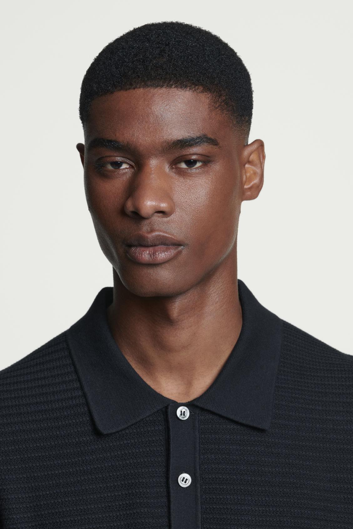 TEXTURED KNITTED COTTON POLO SHIRT Product Image