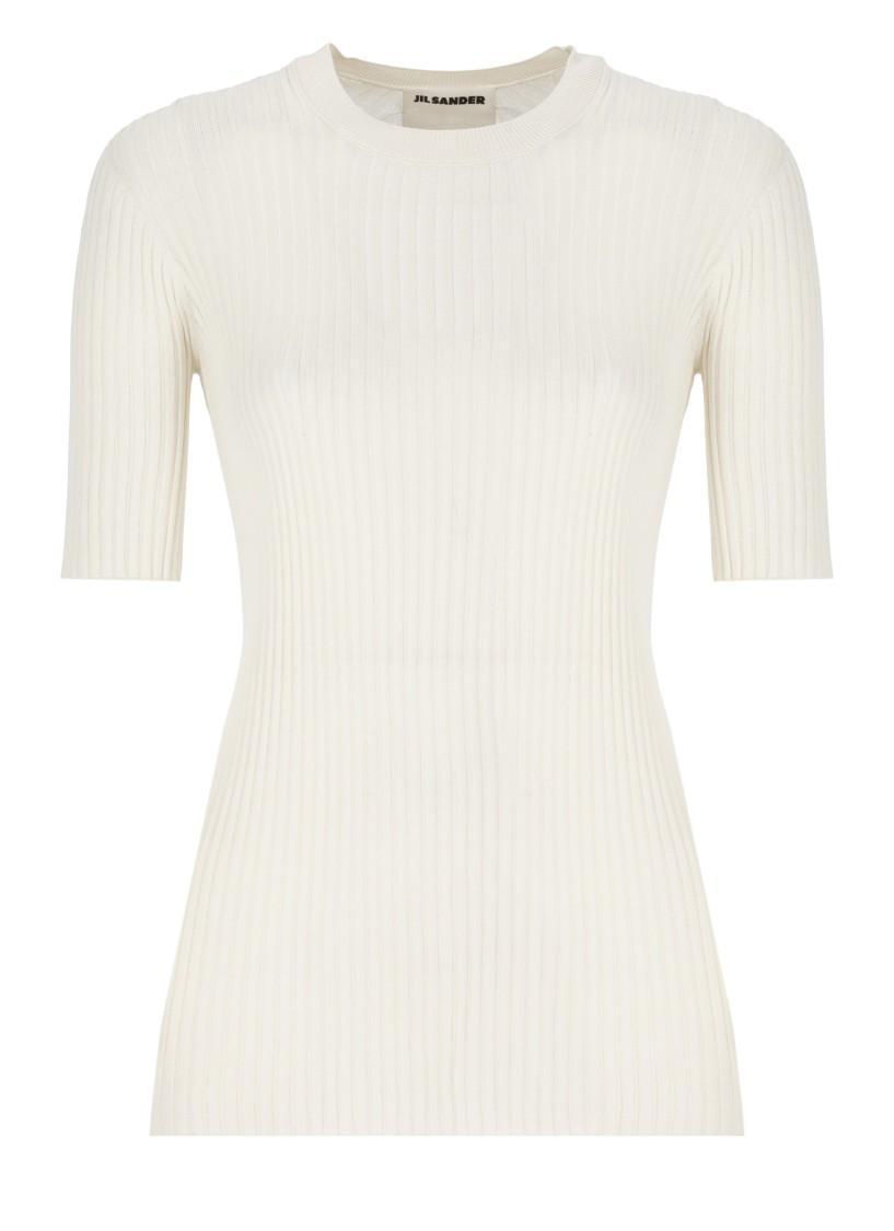 JIL SANDER Ivory Silk T-shirt In Beige Product Image