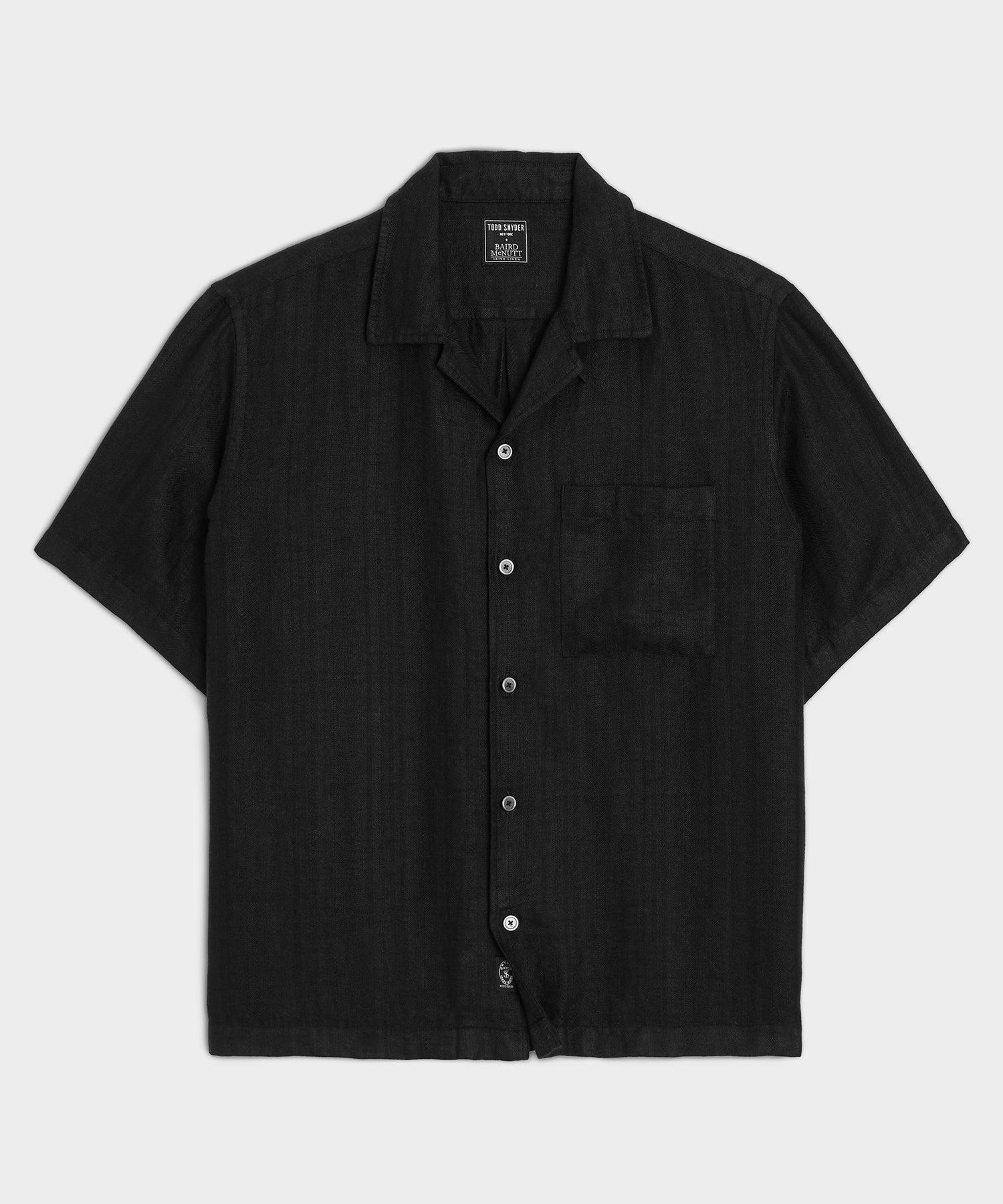 Textured Cropped Sea Soft Irish Linen Camp Collar Shirt Product Image