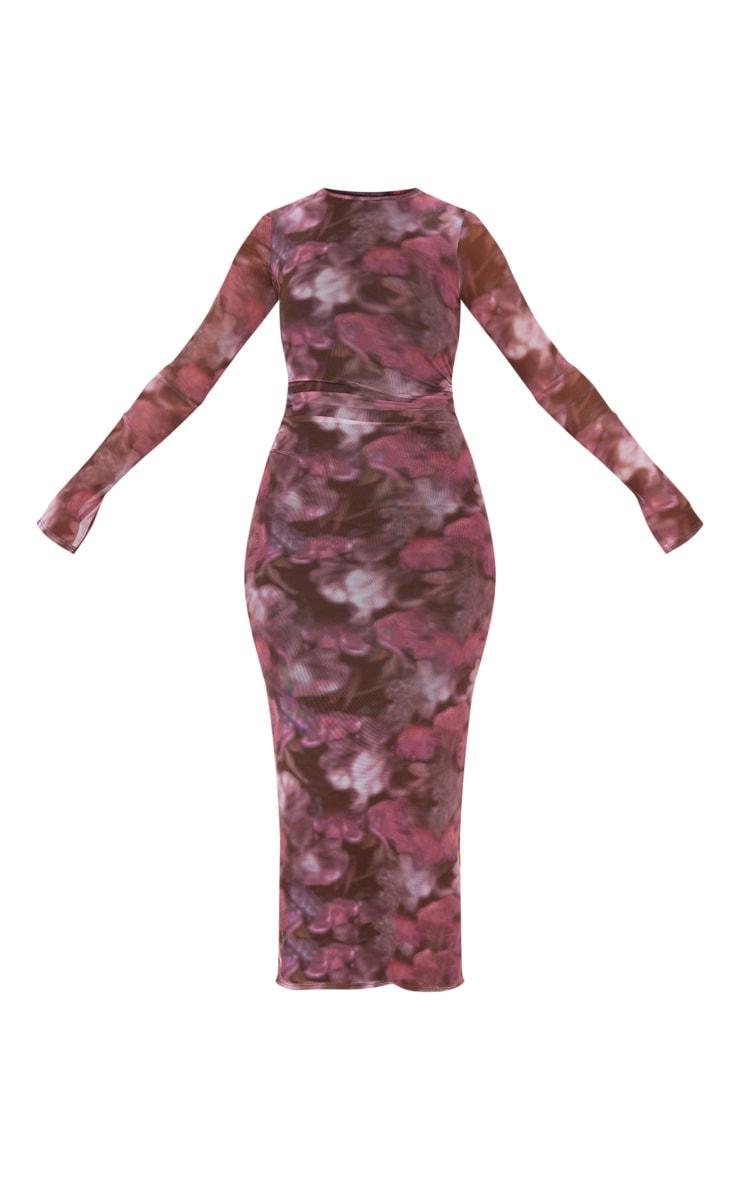Tall Pink Floral Print Ruched Midaxi Dress Product Image