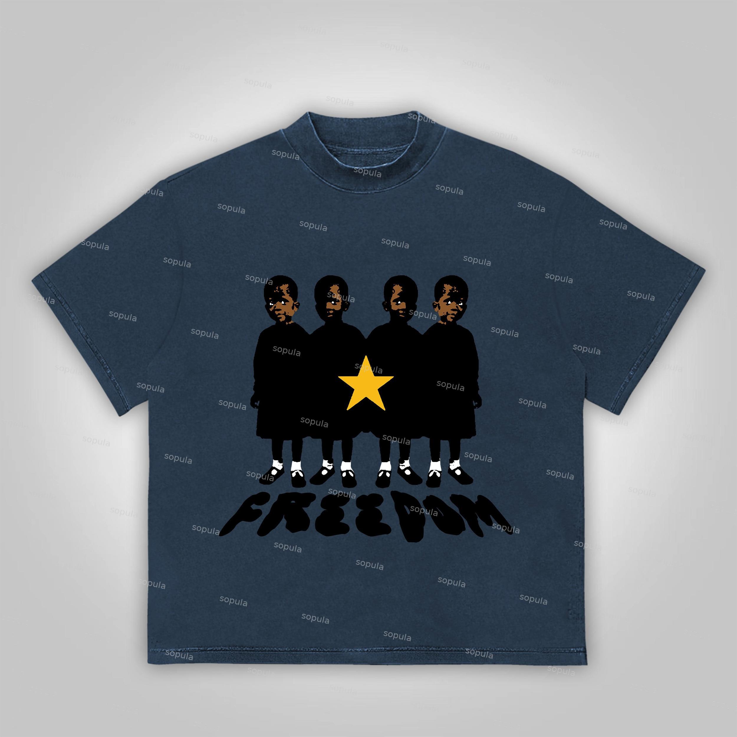 Sopula Freedom Vintage Graphic Print Cotton T-Shirt Product Image