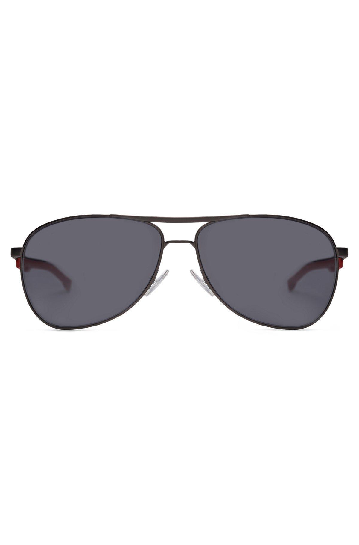 BOSS - Sporty metal sunglasses with mixed-material temples Product Image