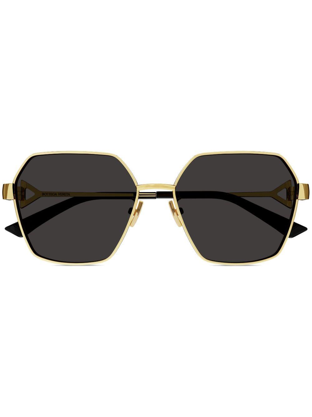 BOTTEGA VENETA Eyewear Geometric Frame Sunglasses In Gold Product Image