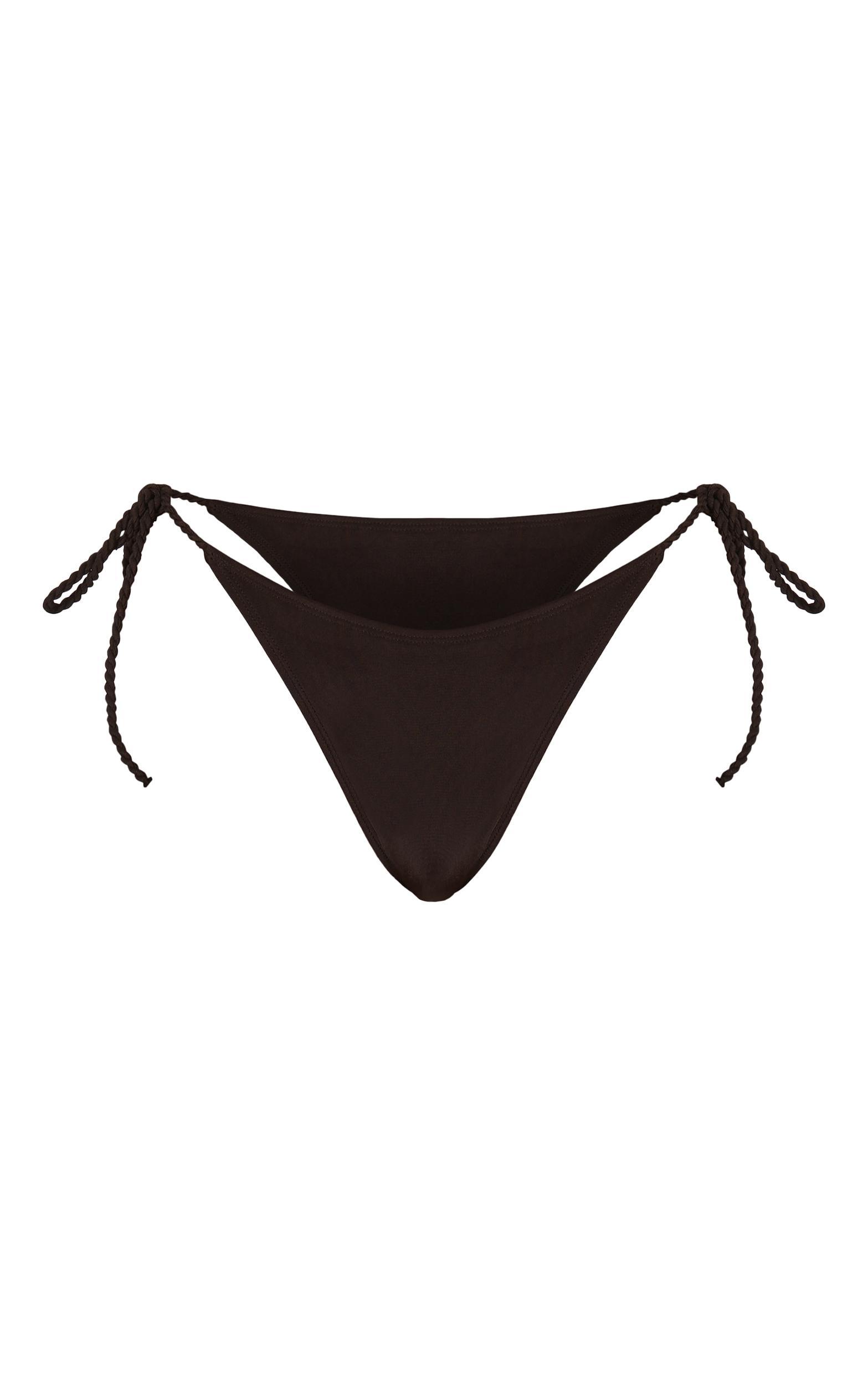 Black Twist Strap Tie Side Bikini Bottoms Product Image