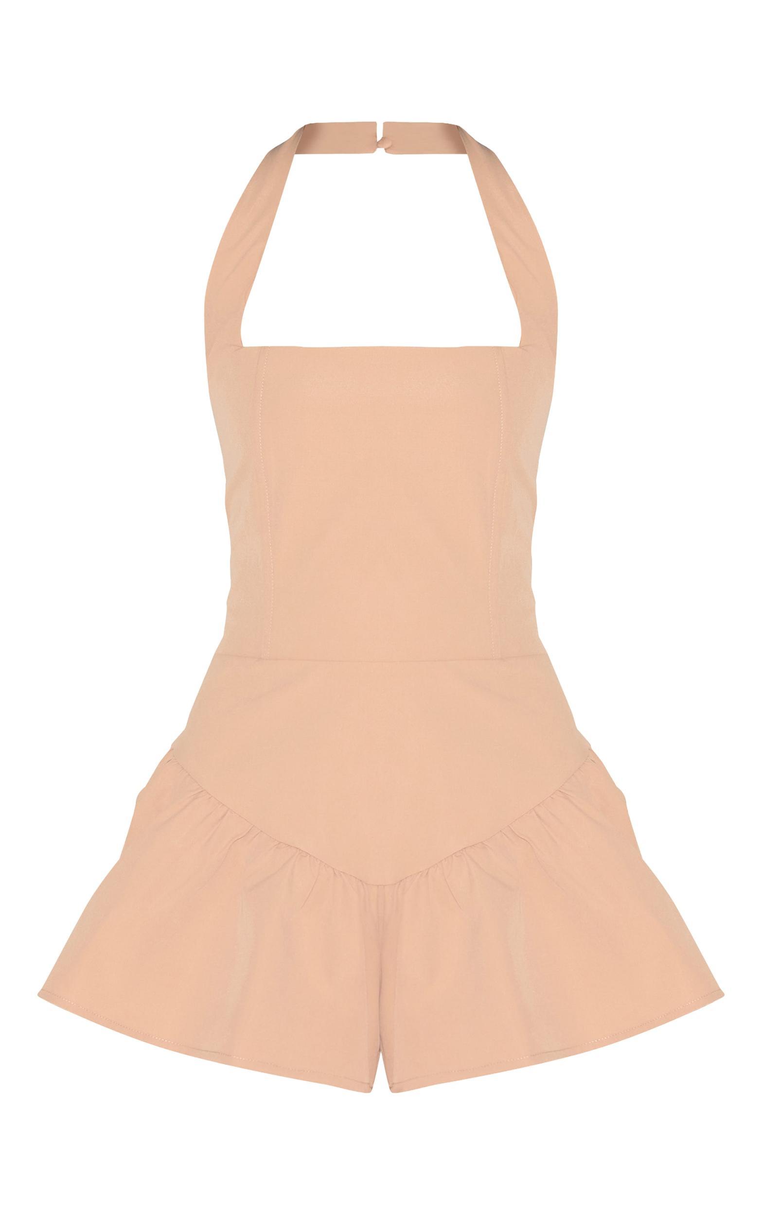 Natural Halter Neck Drop Waist Floaty Romper Product Image