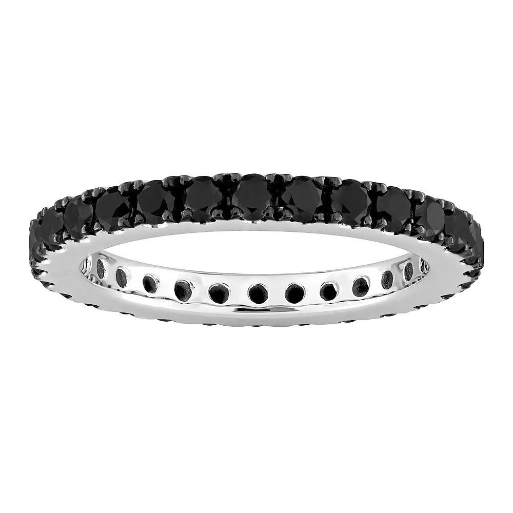 Stella Grace 14k White Gold 1 1/4 Carat T.W. Black Diamond Eternity Ring, Women's, Size: 5 Product Image