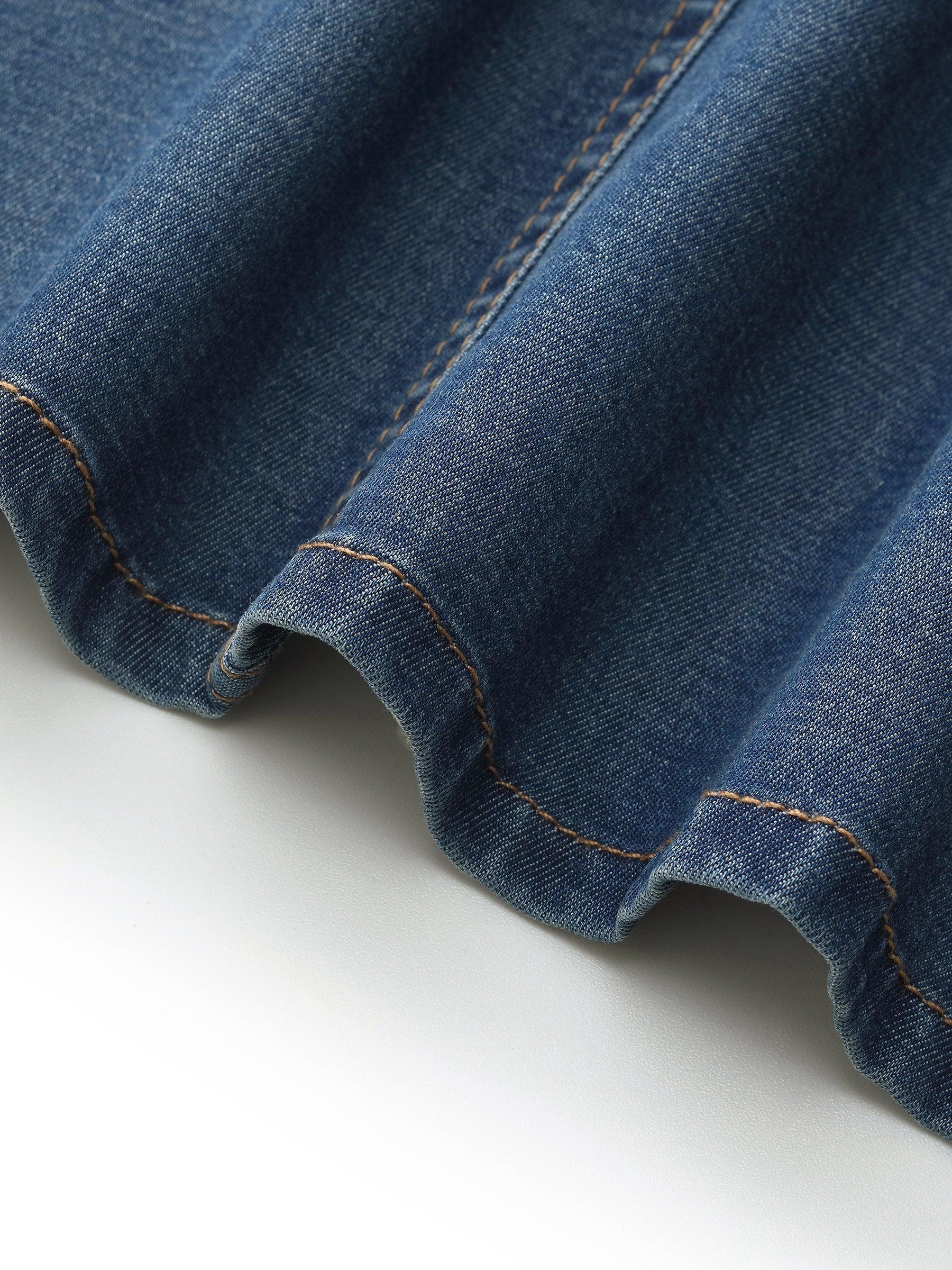 Denim Stretch Women Square Neck Midi Dress Product Image