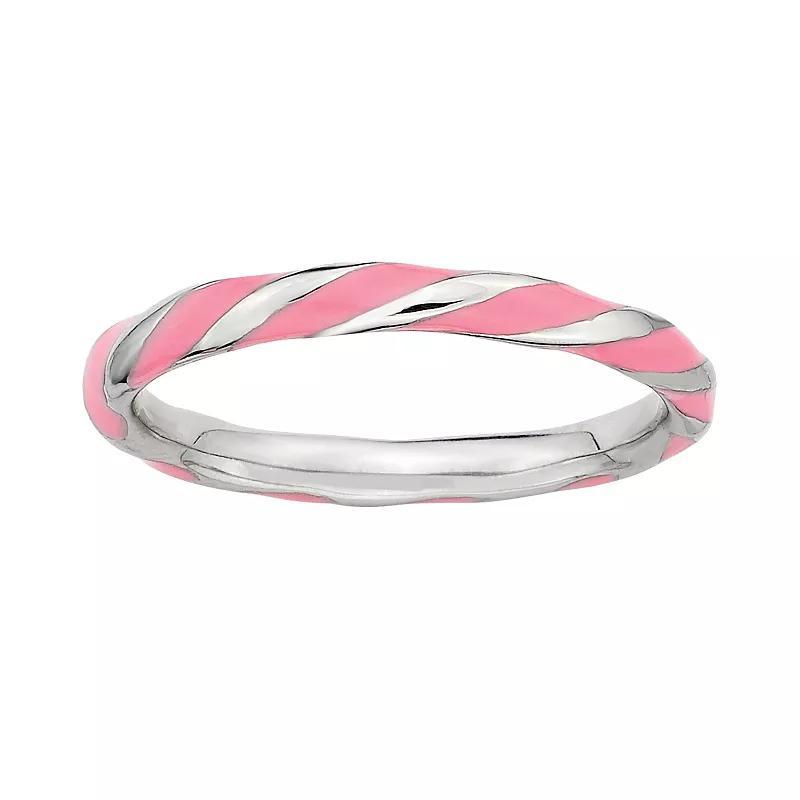 Stacks & Stones Sterling Silver Pink Enamel Twist Stack Ring, Women's, Size: 5 Product Image