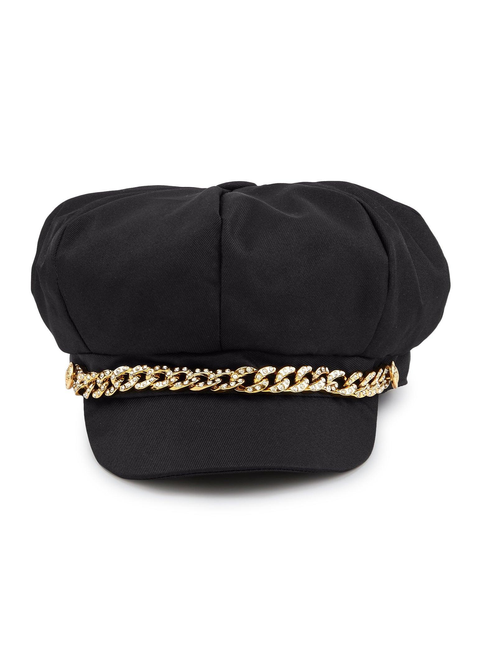 Rhinestone Chain Detail Cabbie Hat Female Product Image