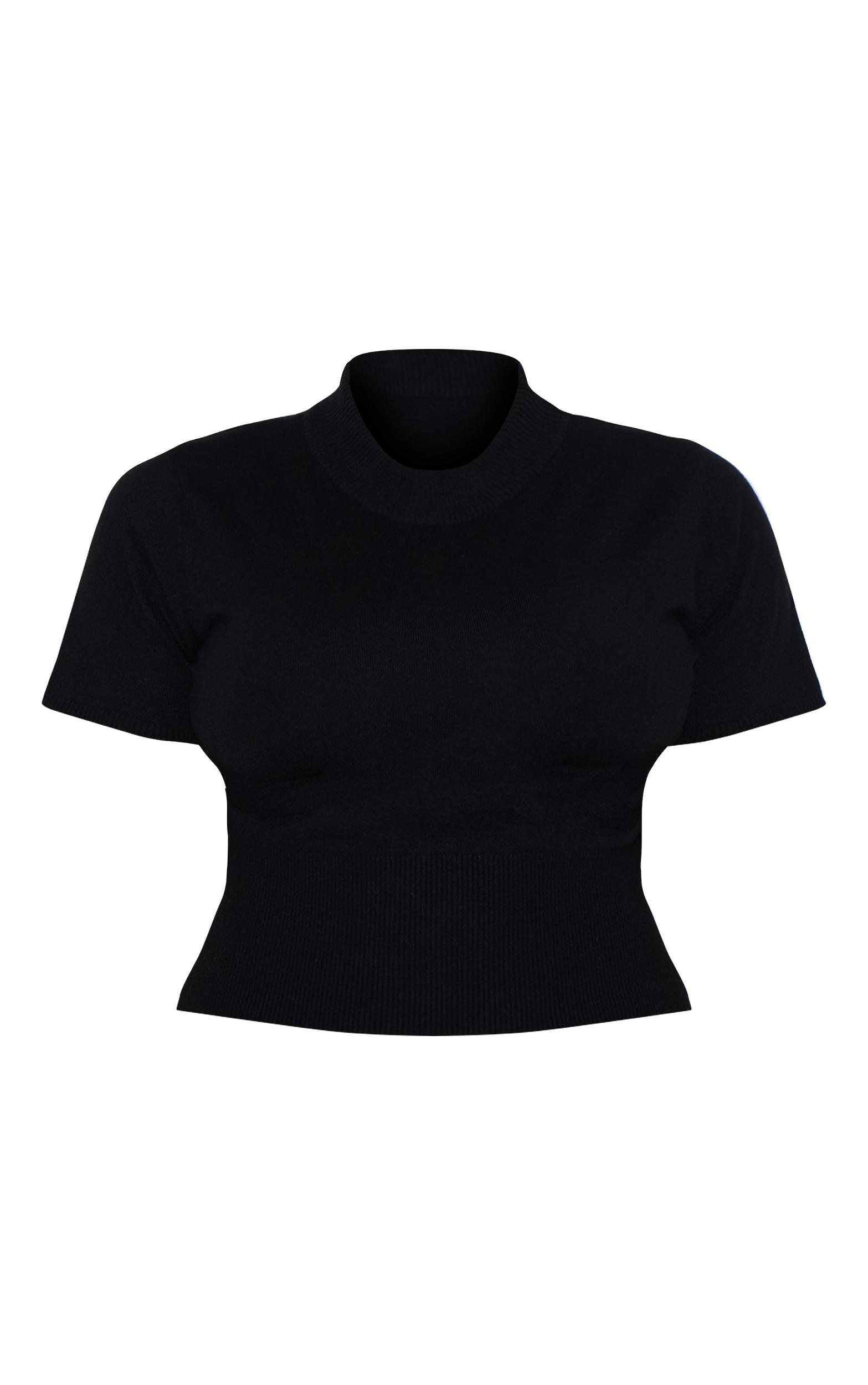 Plus Black Basic Knit T Shirt Product Image