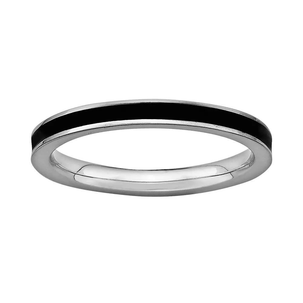 Stacks & Stones Sterling Silver Black Enamel Stack Ring, Women's, Size: 8 Product Image