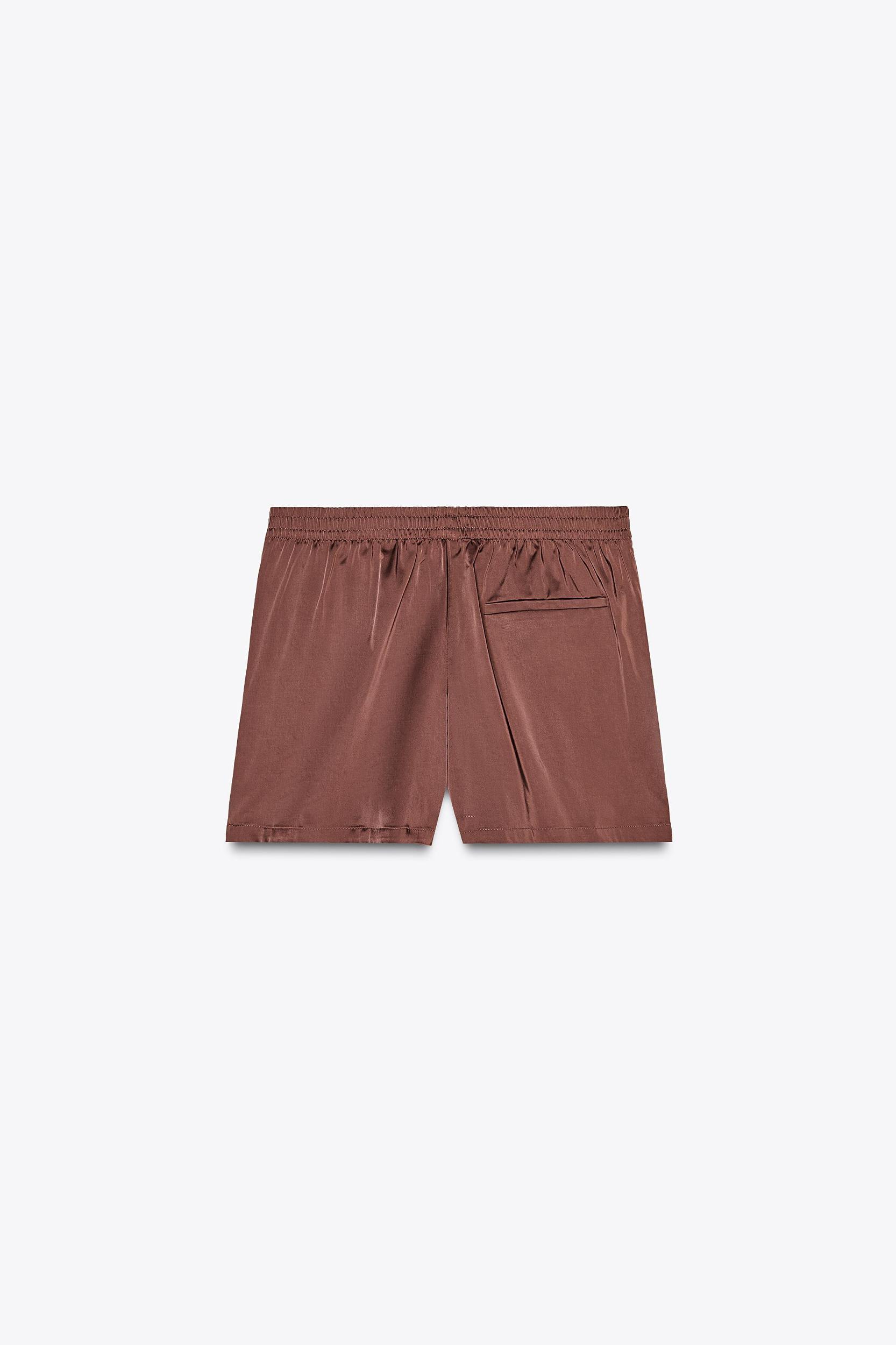 SATIN EFFECT SHORTS WITH LACE Product Image