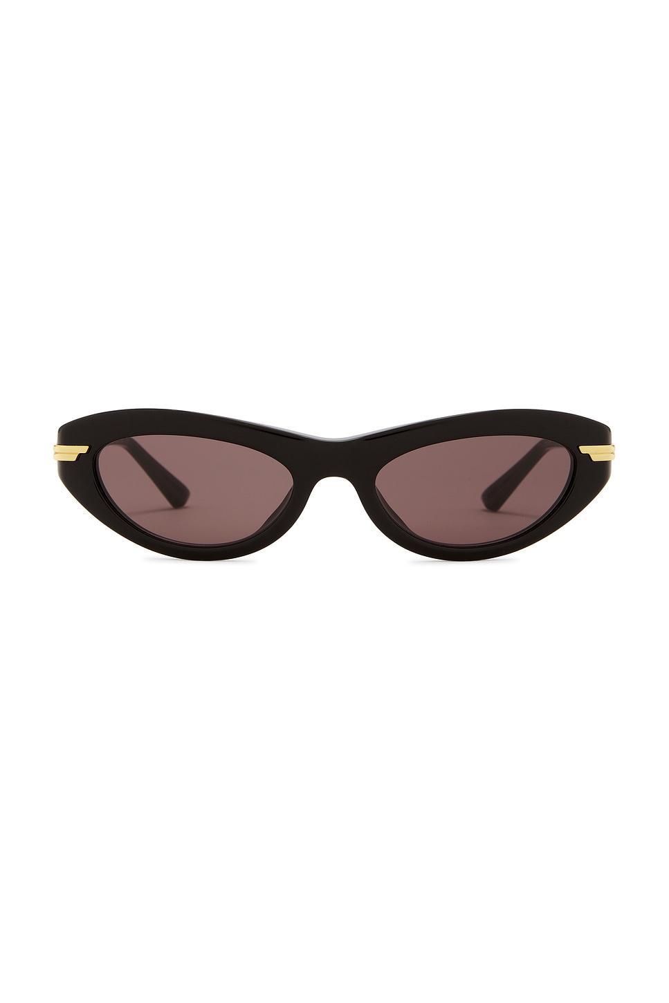 BOTTEGA VENETA Oval Sunglasses In Black  Gold  & Grey Product Image