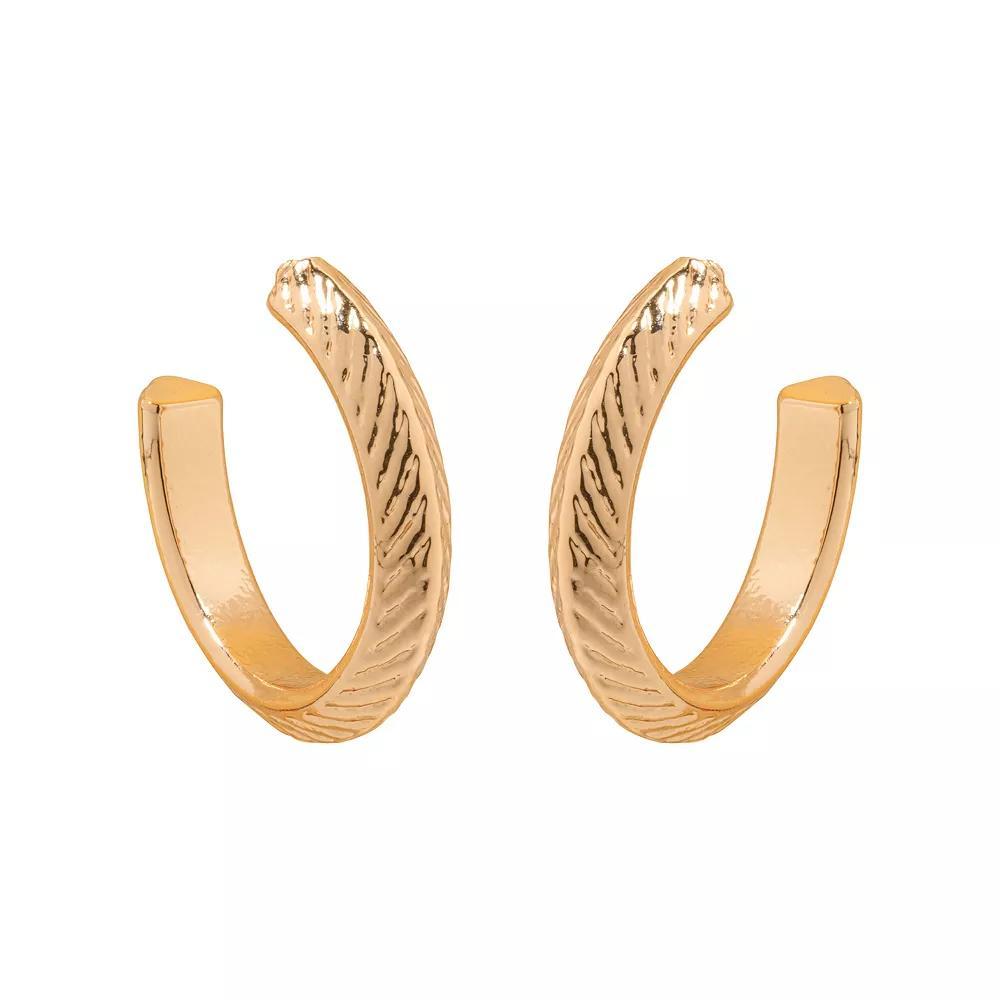 LC Lauren Conrad Gold Tone Etched Hoop Earrings, Women's, None Product Image