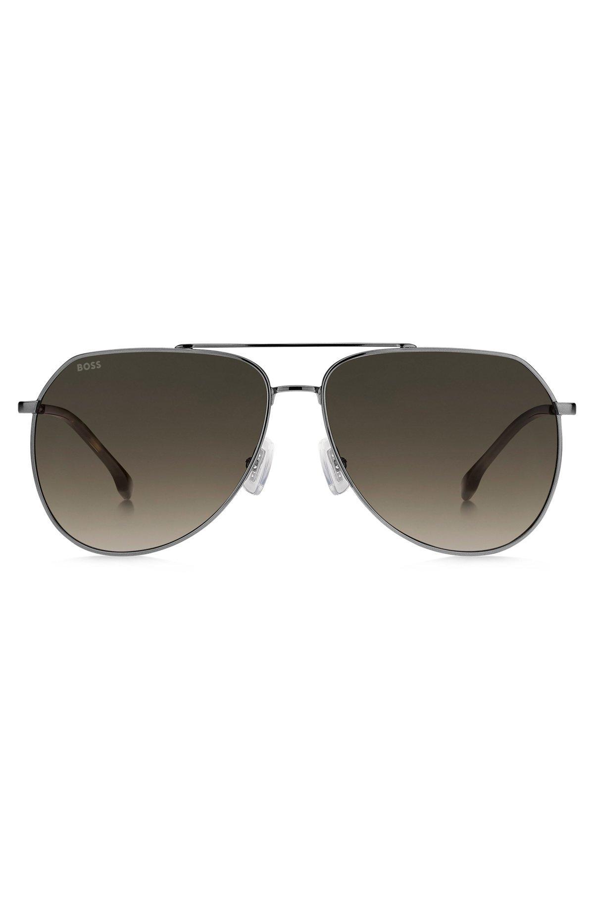 Silver-tone sunglasses with Havana-acetate end-tips Product Image