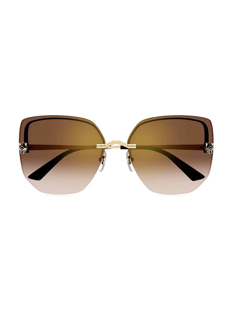 Cartier Panthere Light 24K Gold Plated Square Sunglasses, 63mm Product Image