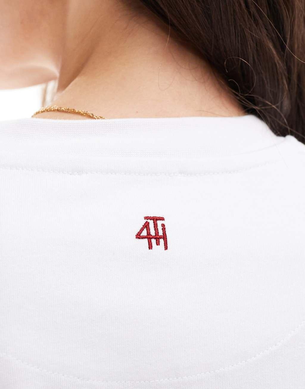 4th & Reckless drop shoulder printed logo T-shirt in white Product Image