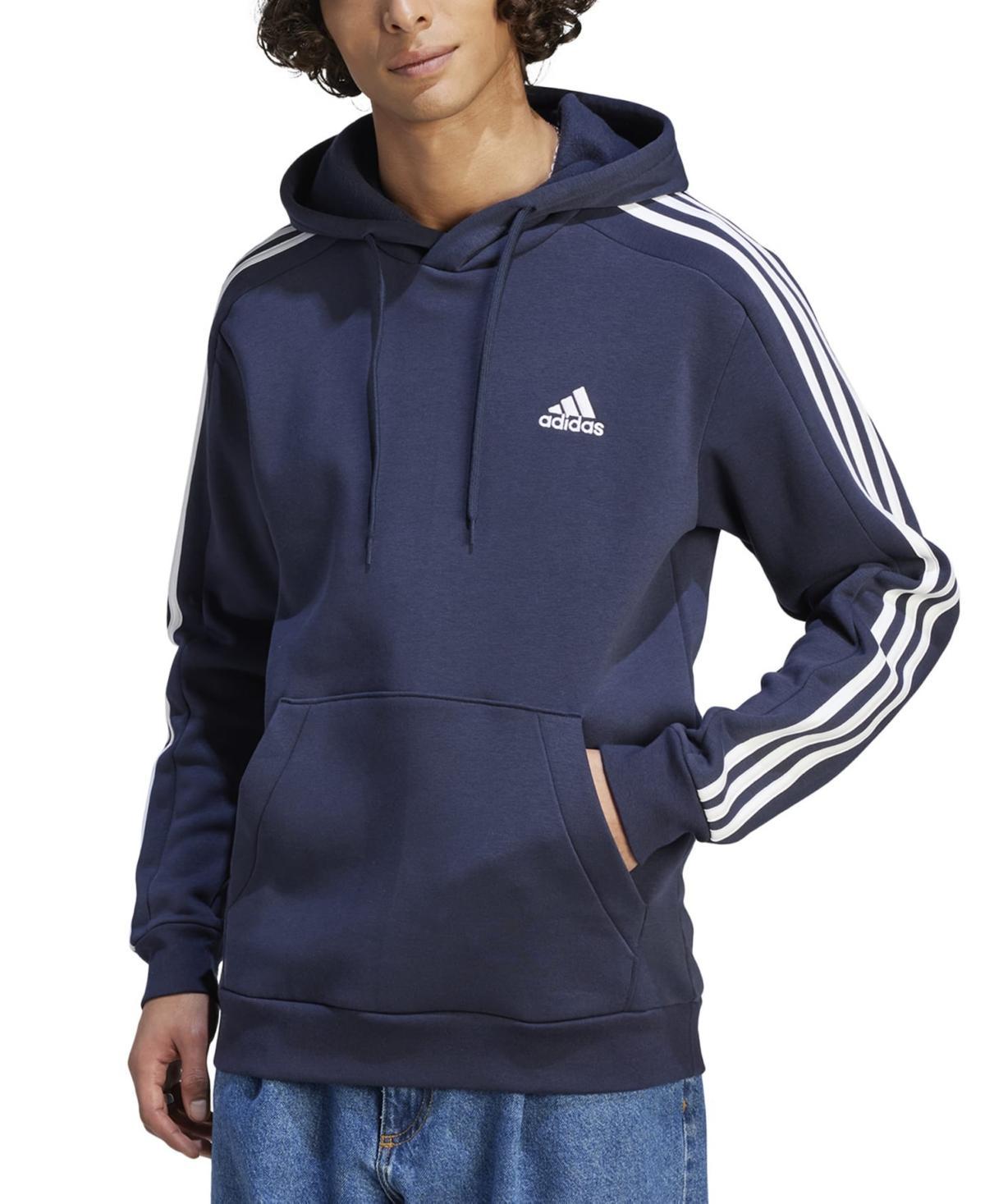 Mens adidas Essentials Fleece 3-Stripes Hoodie Medium Gray Grey Product Image