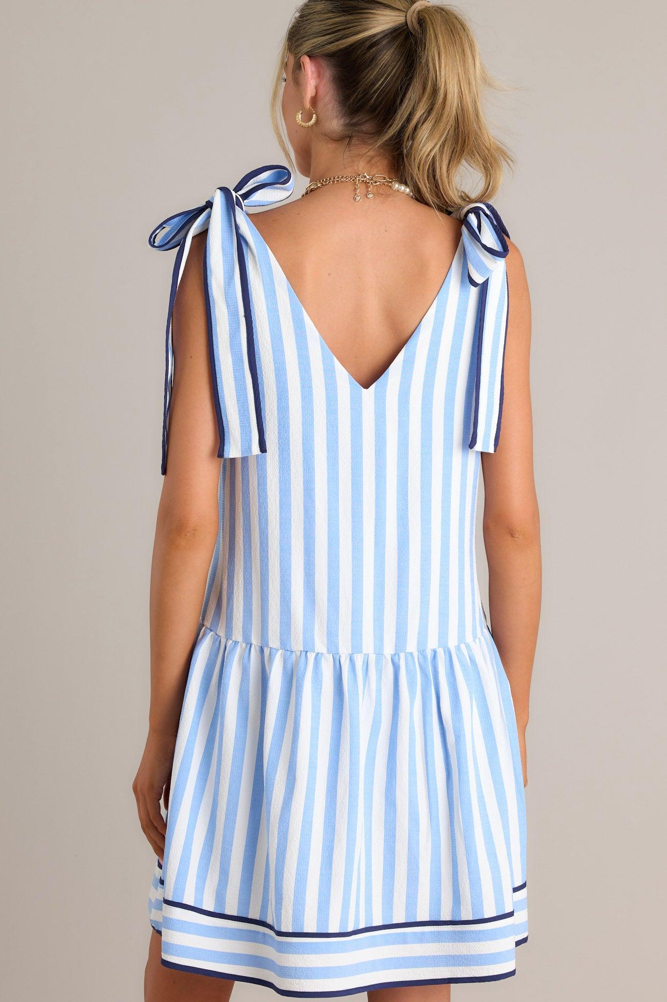 Ripple Effect Blue Stripe Mini Dress Product Image