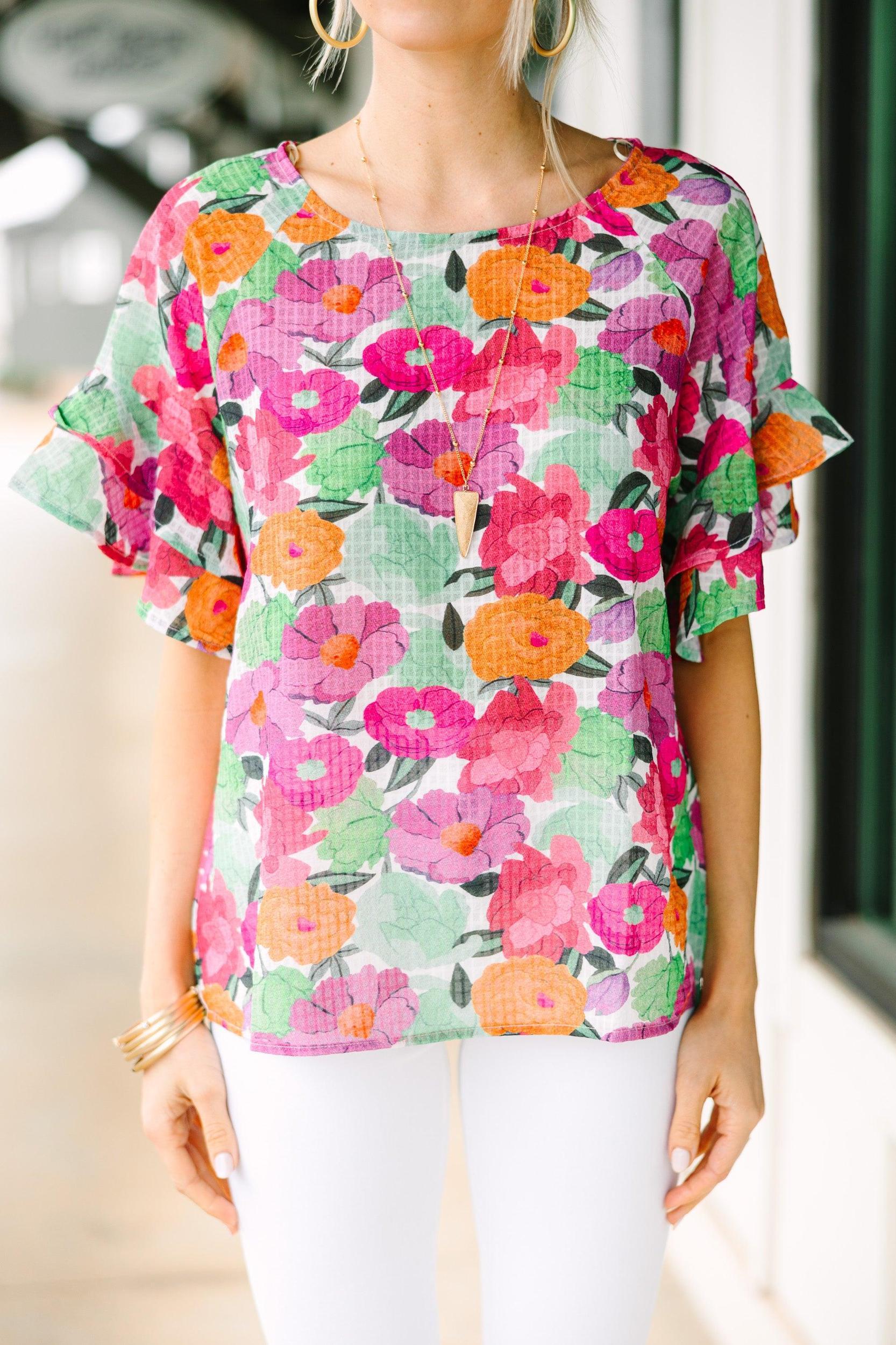 Take A Chance Pink Floral Blouse Female Product Image
