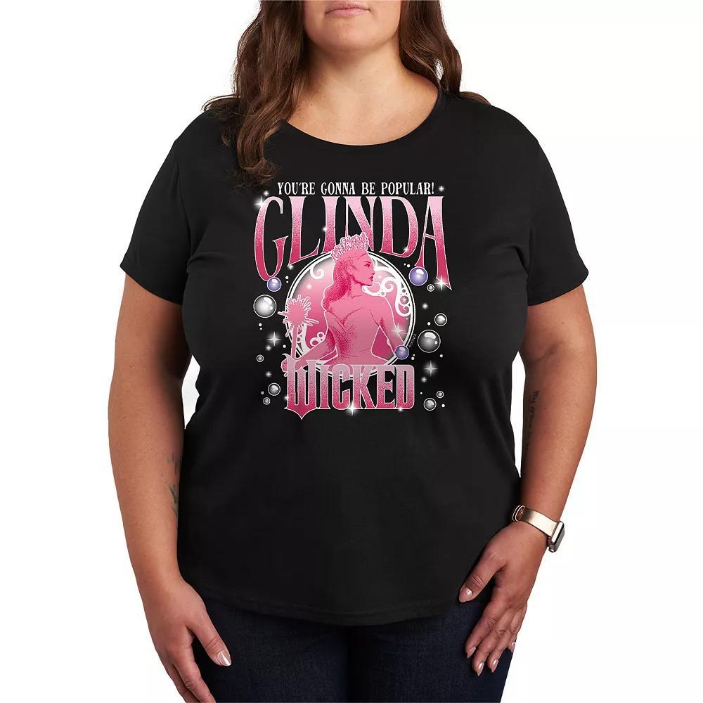 Plus Size Wicked Glinda You're Gonna Be Popular Tee, Women's, Size: 2XL, Black Product Image