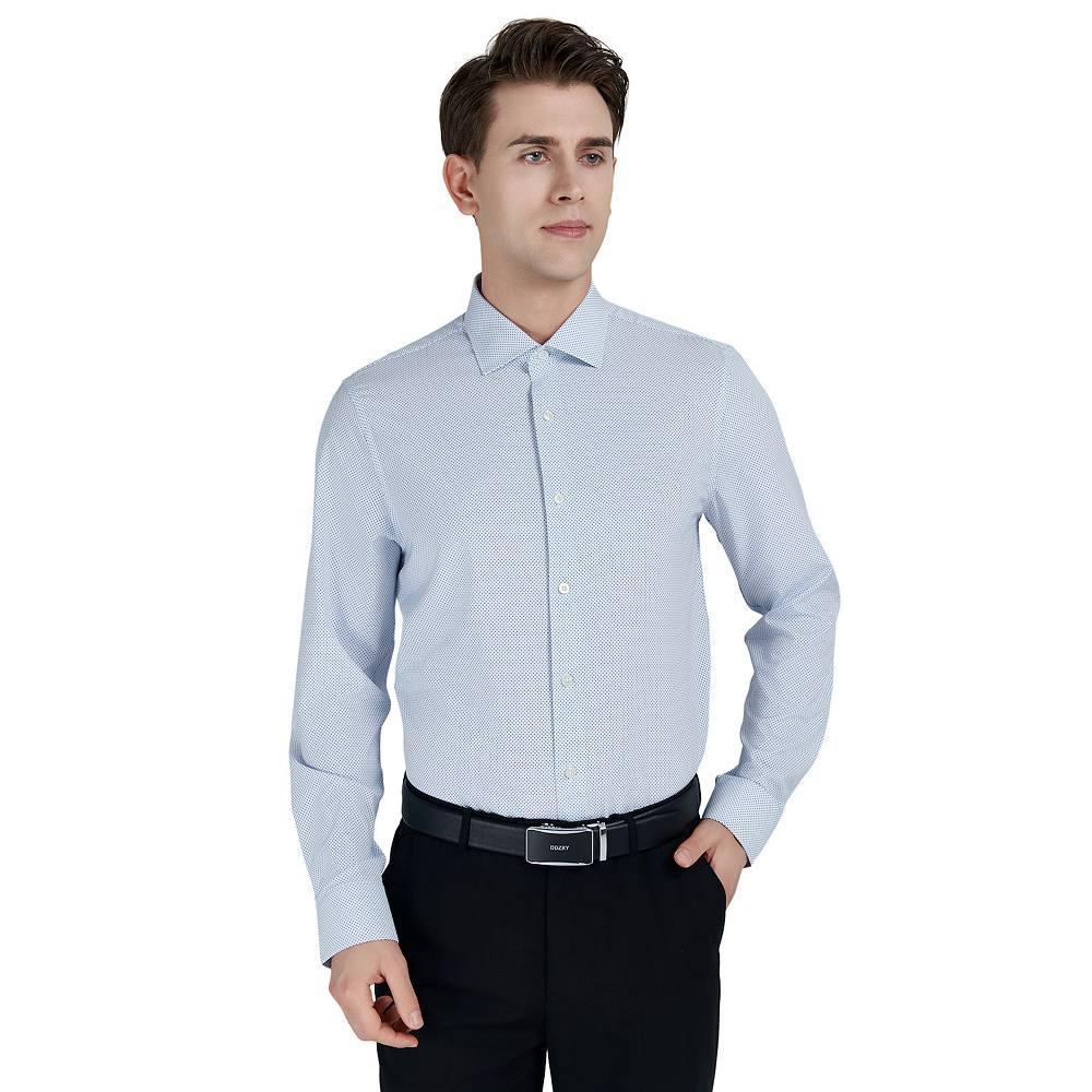 Men's Bespoke Slim-Fit Wrinkle Free Performance Dress Shirt, Size: Large-34/35, Blue Dot Print Product Image