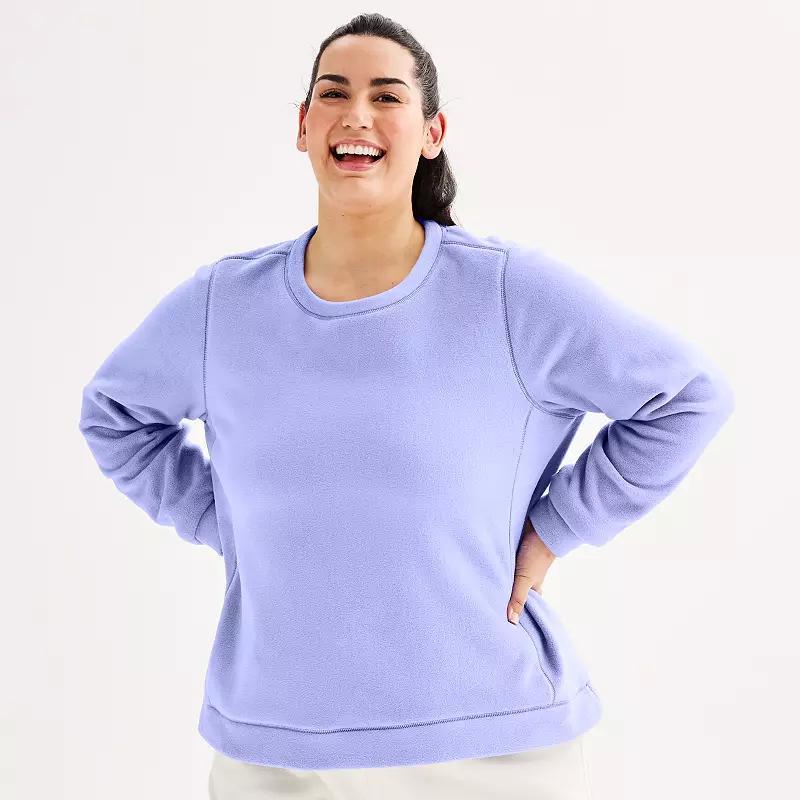 Plus Size Tek Gear® Micro Fleece Classic Crewneck Pullover, Women's, Size: 4XL, Mineral Black Product Image