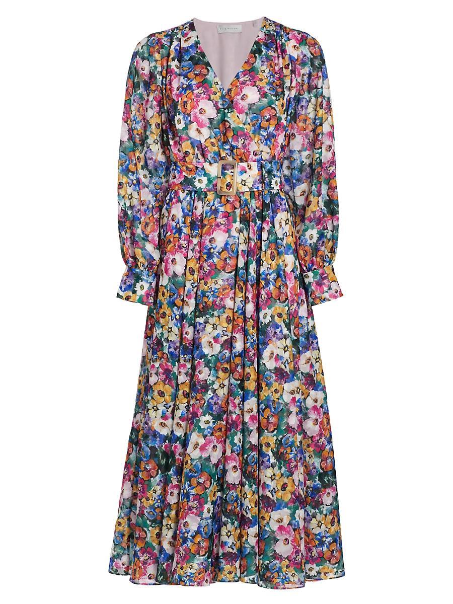 Womens Milena Floral Tie-Waist Midi-Dress Product Image