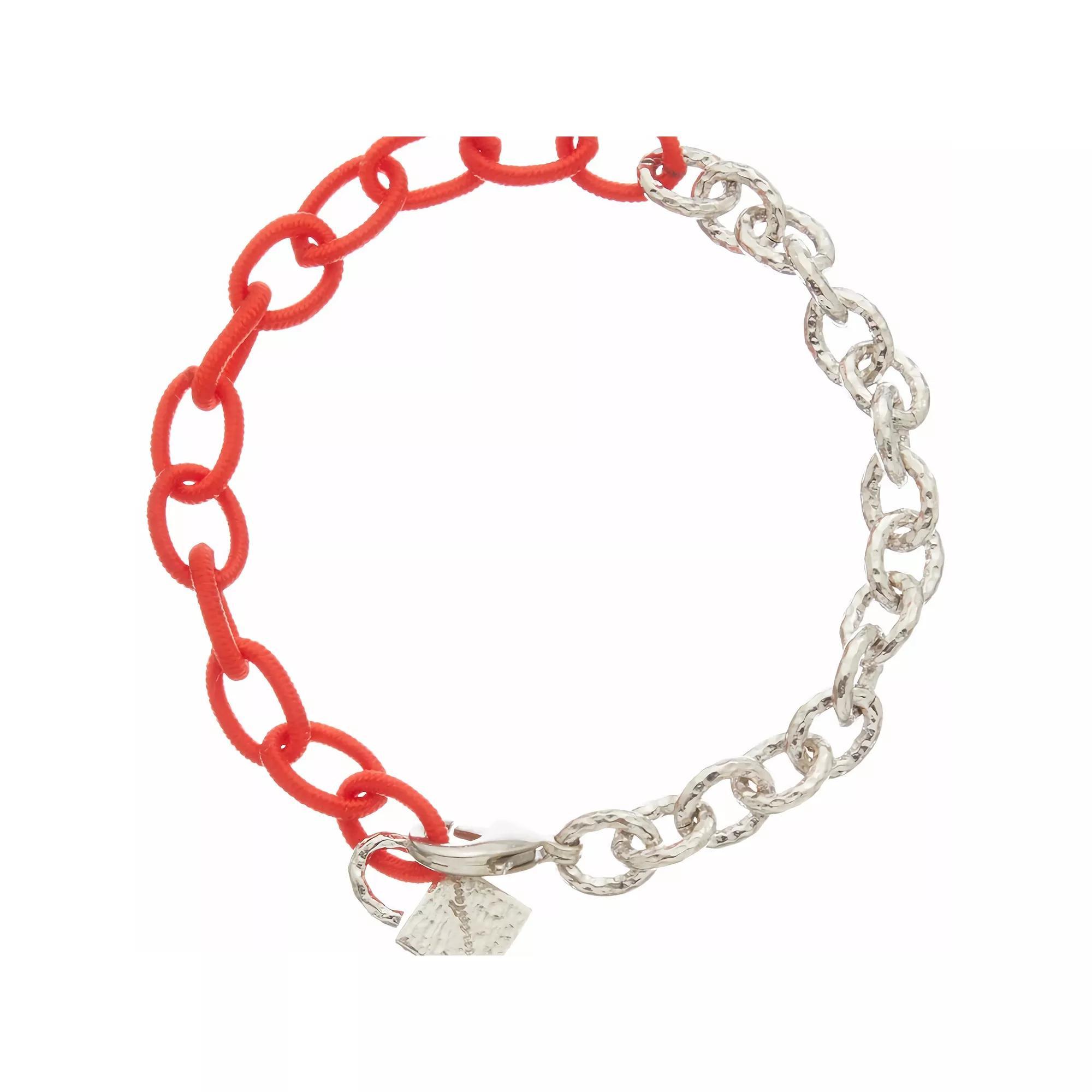 Juvell 18k White Gold Plated Orange Accent Lock Charm Bracelet, Women's, Size: 6.5-7.5"AD, Silver Tone Product Image
