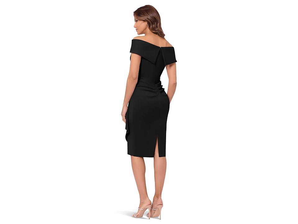 XSCAPE Short Scuba Off The Shoulder Ruffle Women's Dress Product Image
