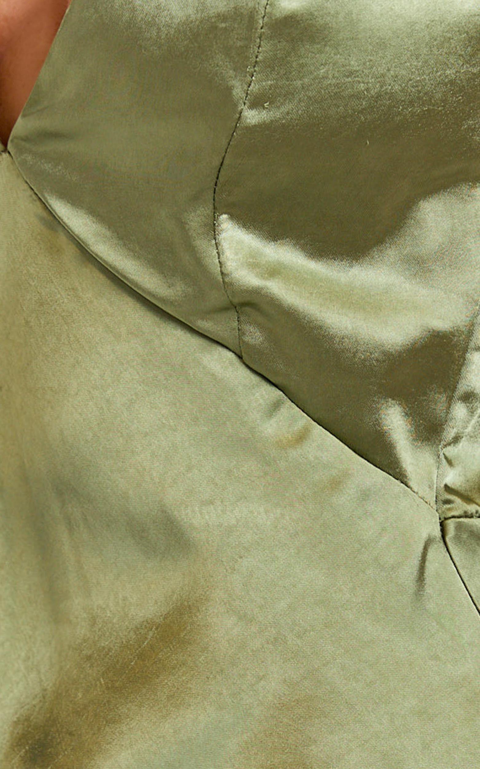 Quincy Maxi Dress - Satin Slip Dress in Olive Product Image