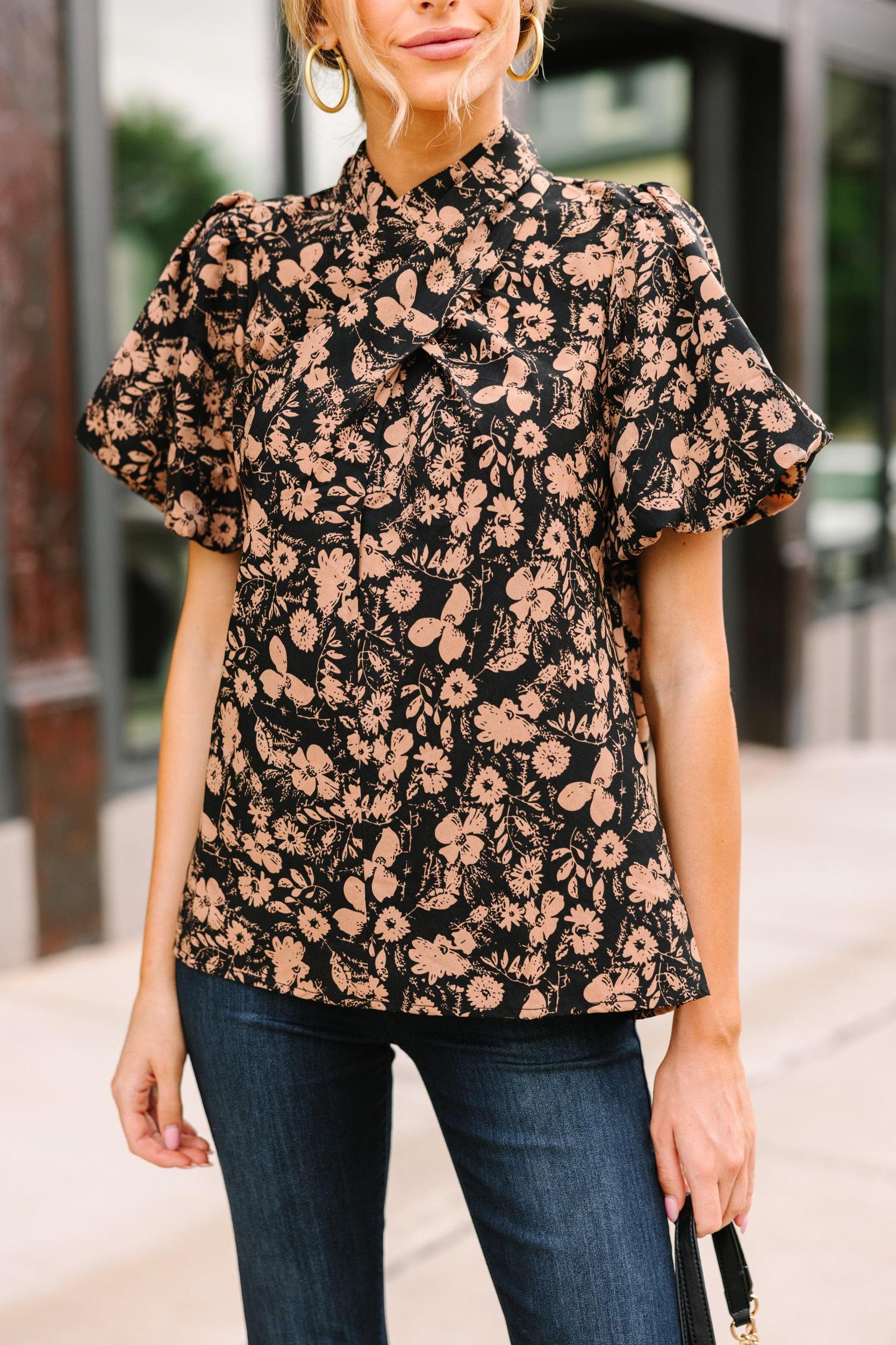 See You There Black Floral Blouse Female Product Image