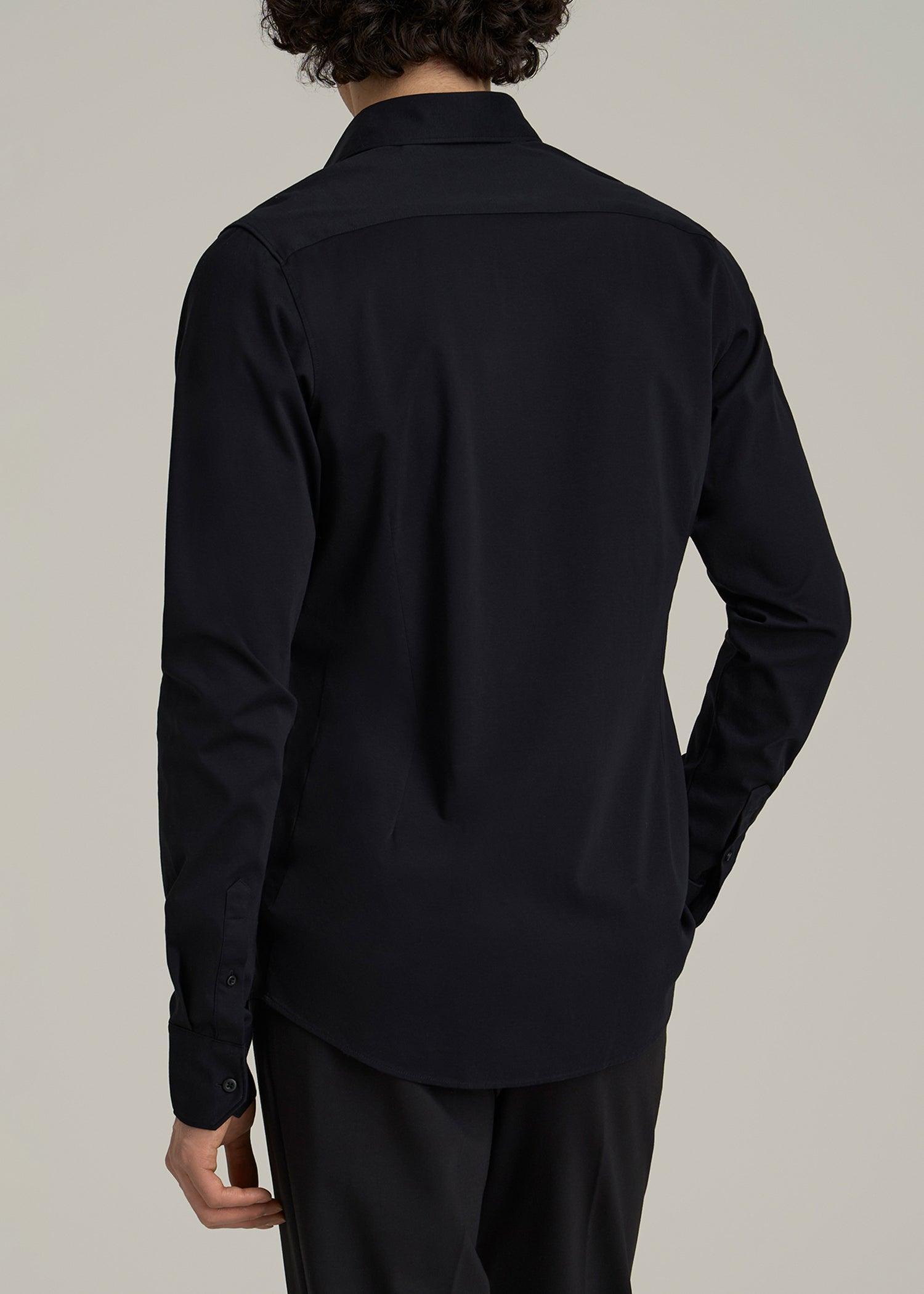 Stretch Jersey Dress Shirt for Tall Men in Black Male Product Image