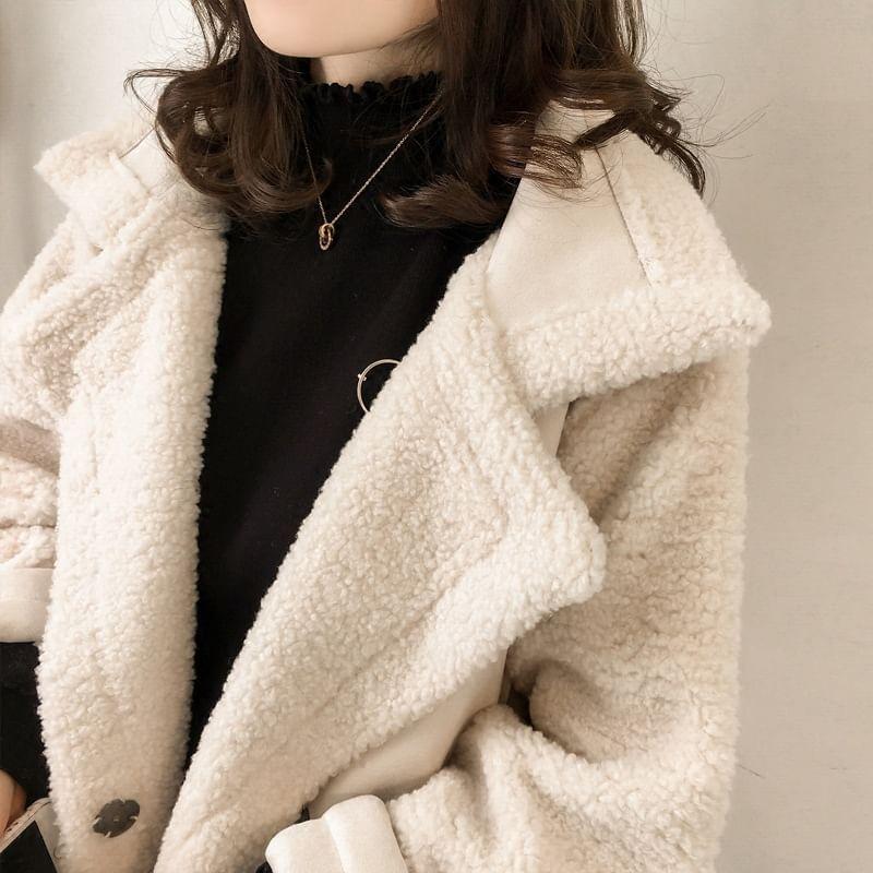 Long Sleeve Teddy Fleece Coat Product Image