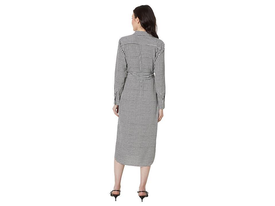 Lauren Ralph Lauren Petite Houndstooth Belted Crepe Shirtdress (Cream/Black) Women's Dress Product Image