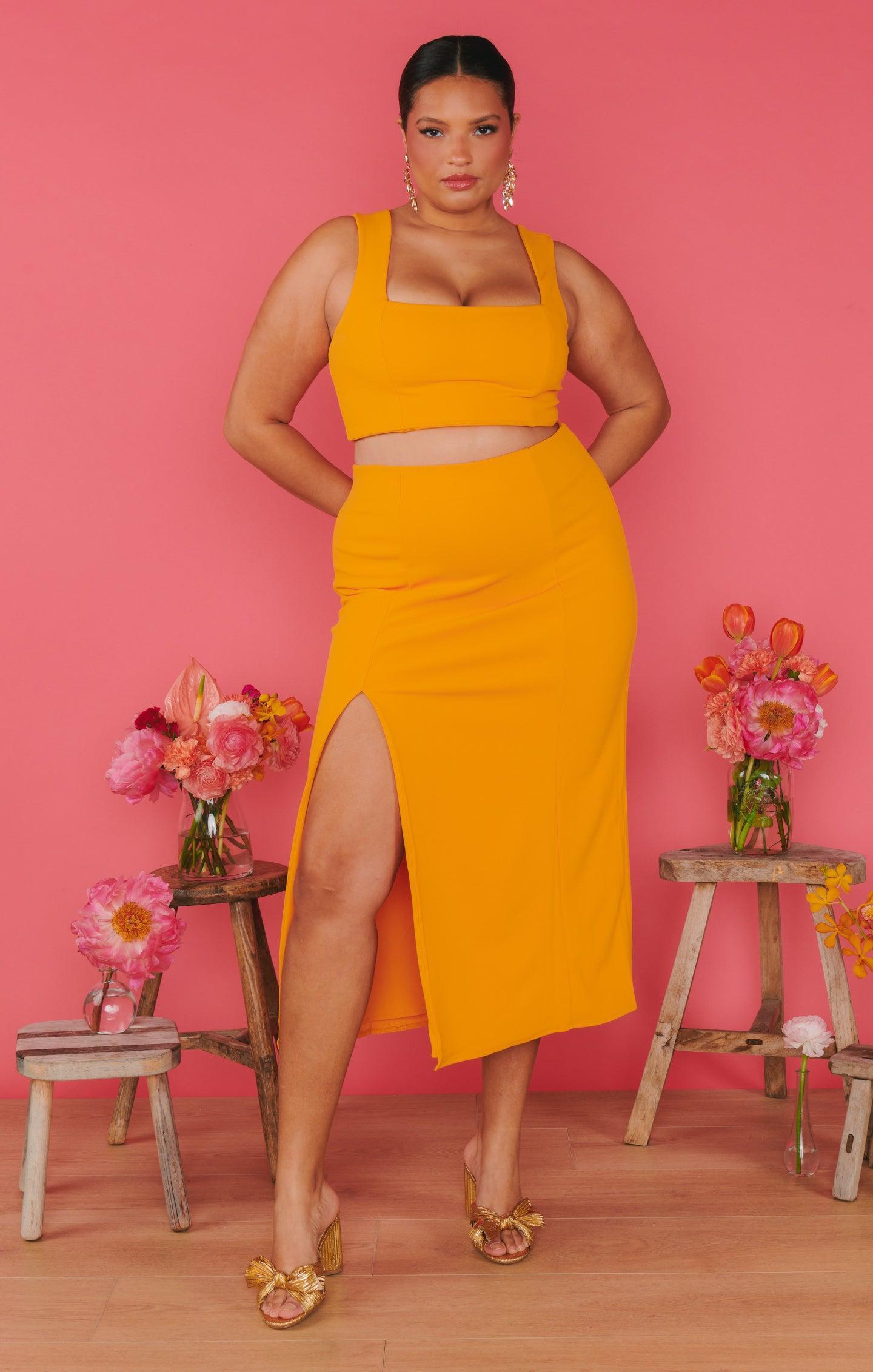 Ansley Crop Top ~ Tangerine Stretch Product Image