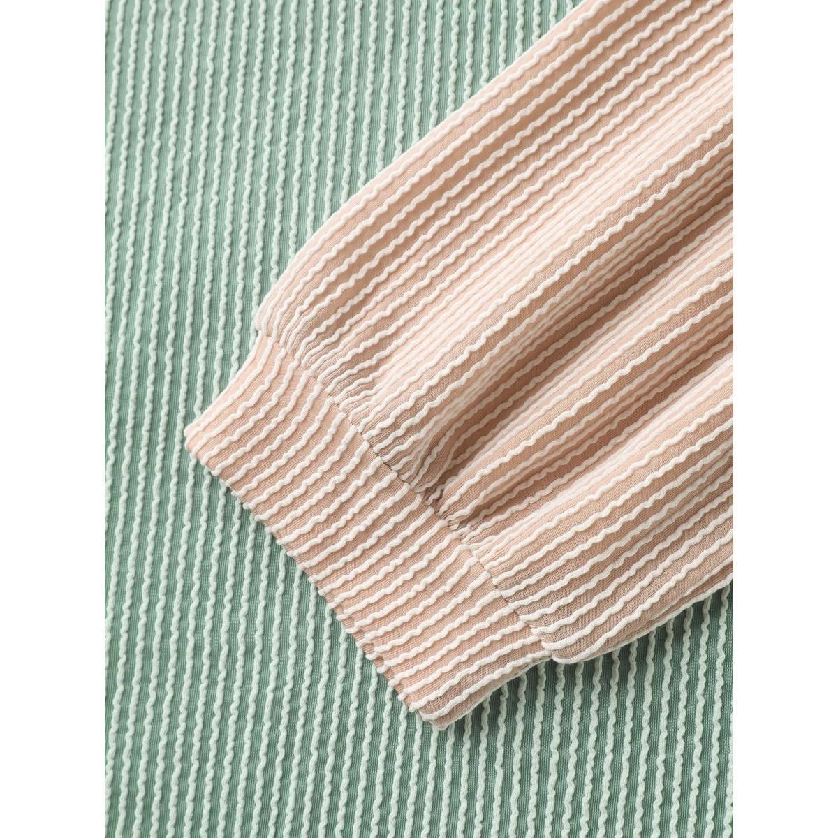 Plus Size Color Block Textured Drop Shoulder Sweatshirt Women Mint Round Neck Everyday-Casual Sweatshirts BloomChic 10/M Product Image