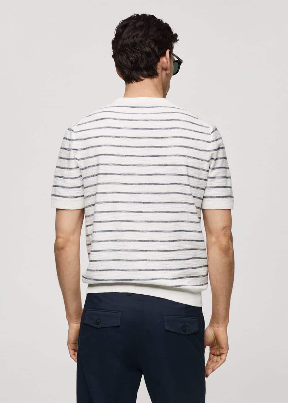 Striped knit cotton t-shirt - Men | MANGO USA Product Image