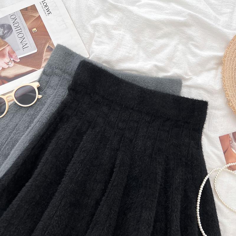 High Rise Knit Mini A-Line Skirt Product Image