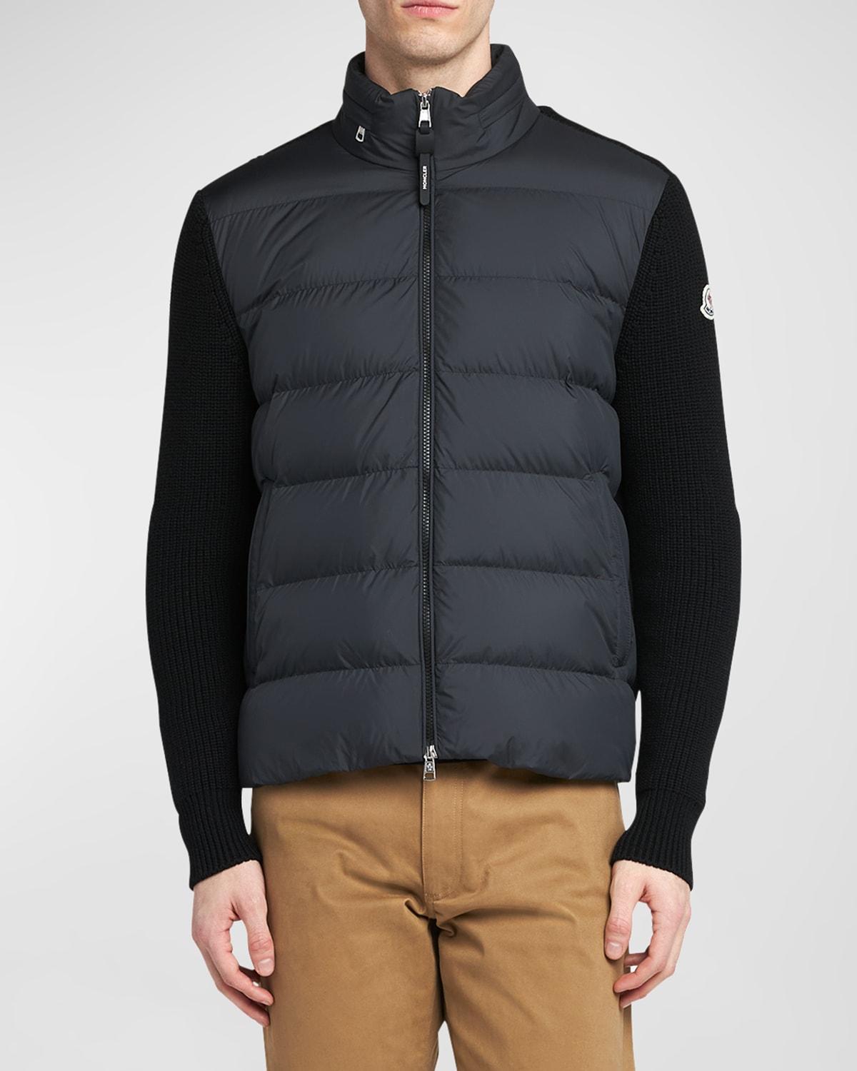 Mens Wool Knit Padded Jacket With Hood Product Image