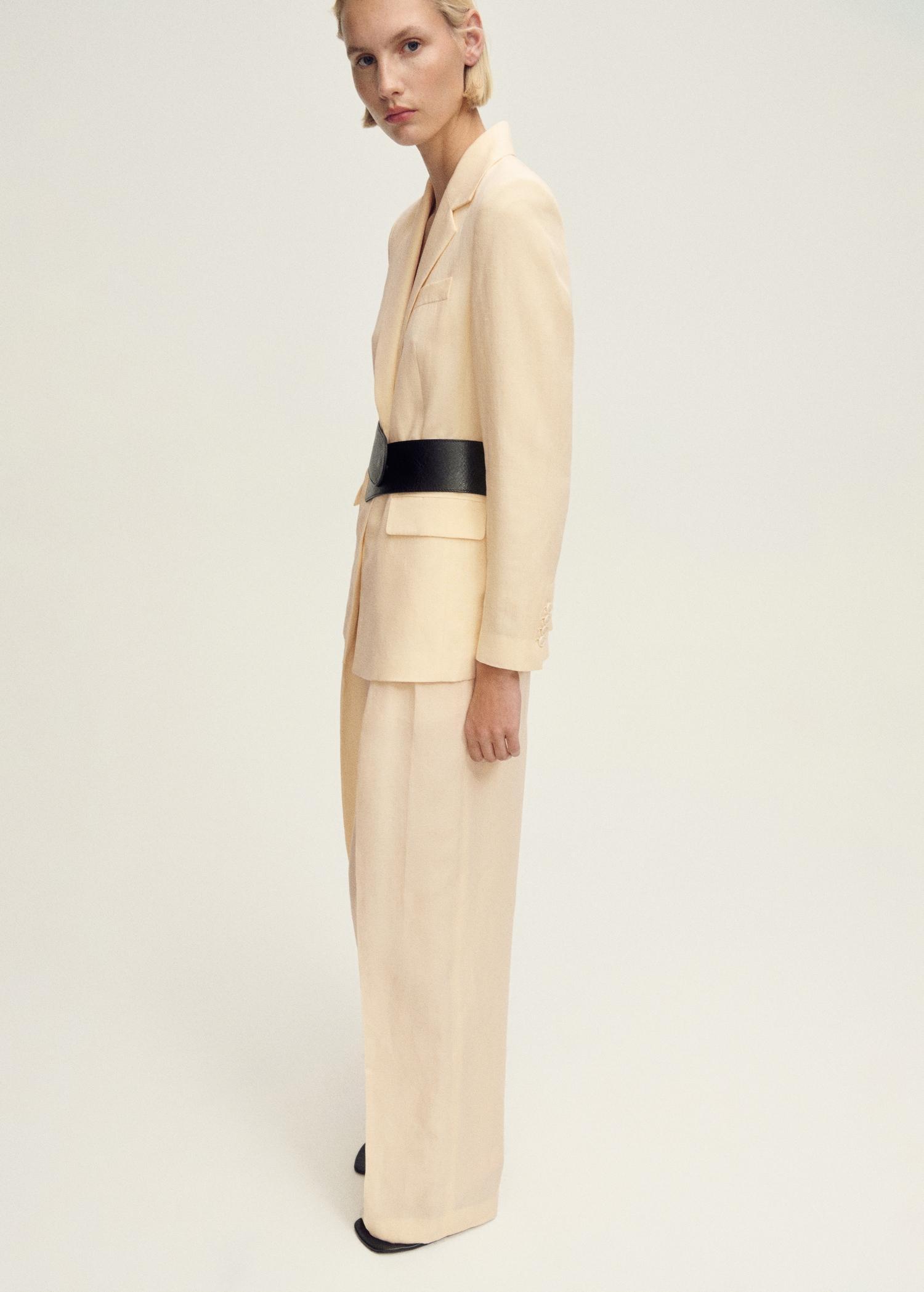 Straight-fit linen-blend suit pants - Women | MANGO USA Product Image
