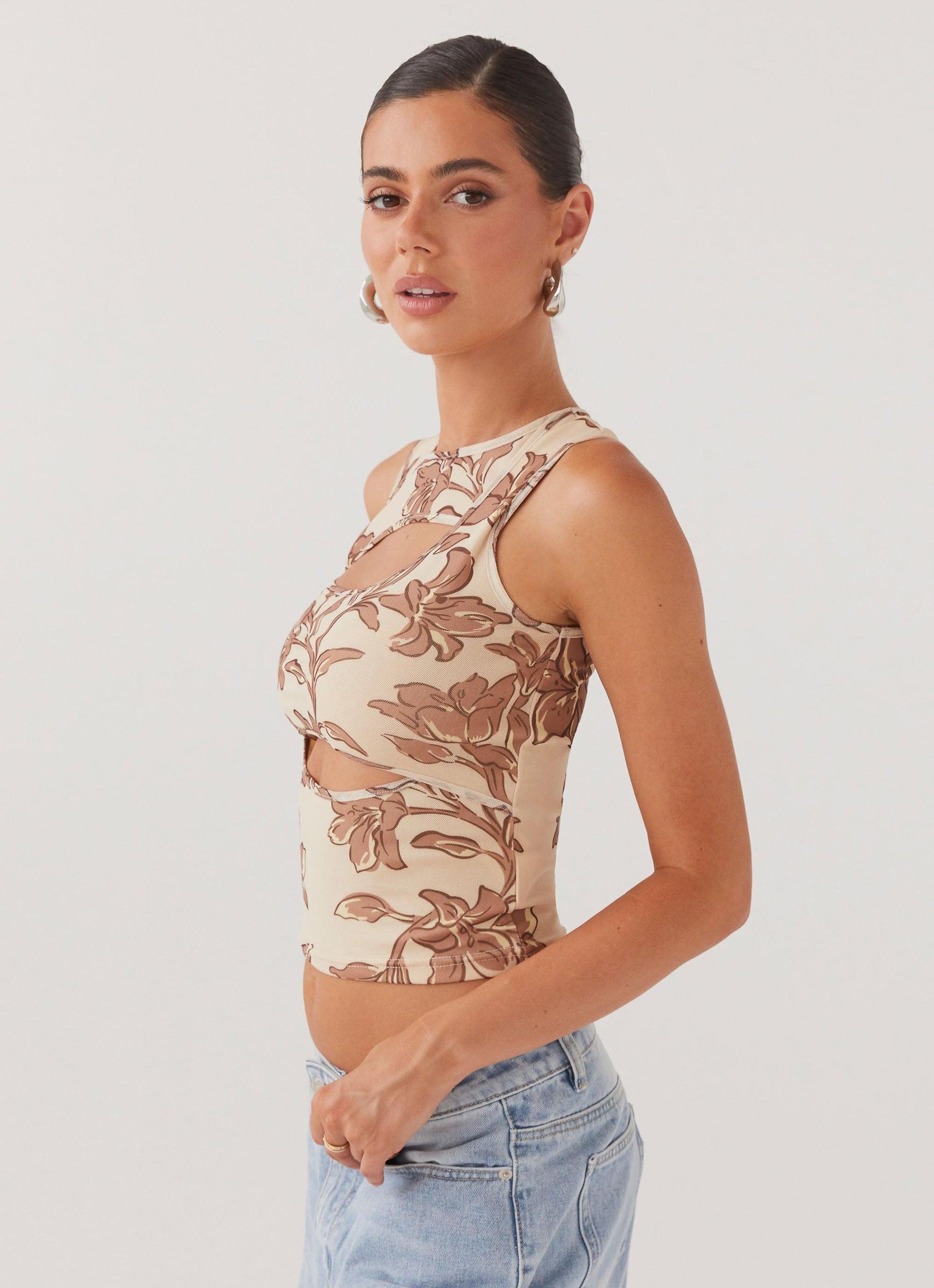 Beyond Cut Out Mesh Top - Hazel Bloom Product Image