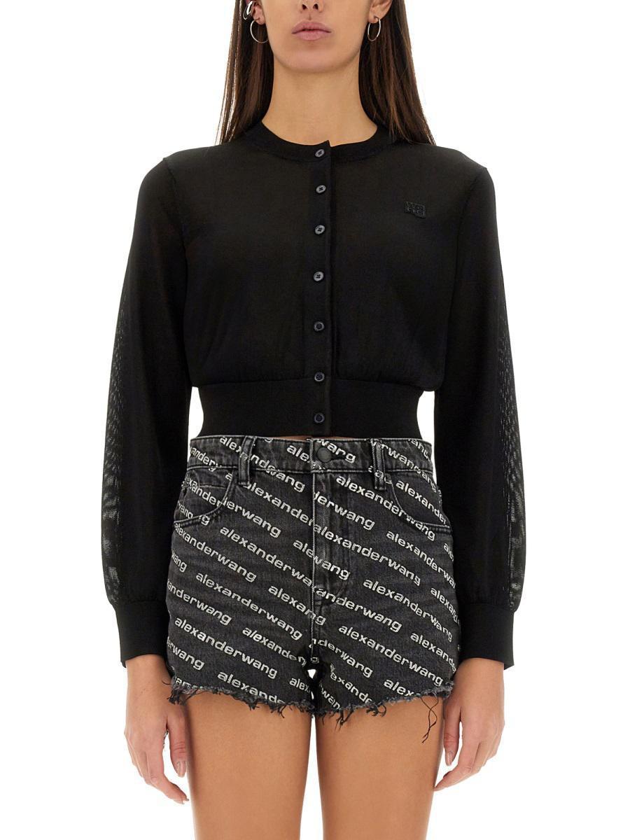 ALEXANDER WANG T Alexanderwang. T Cropped Cardigan In Black Product Image