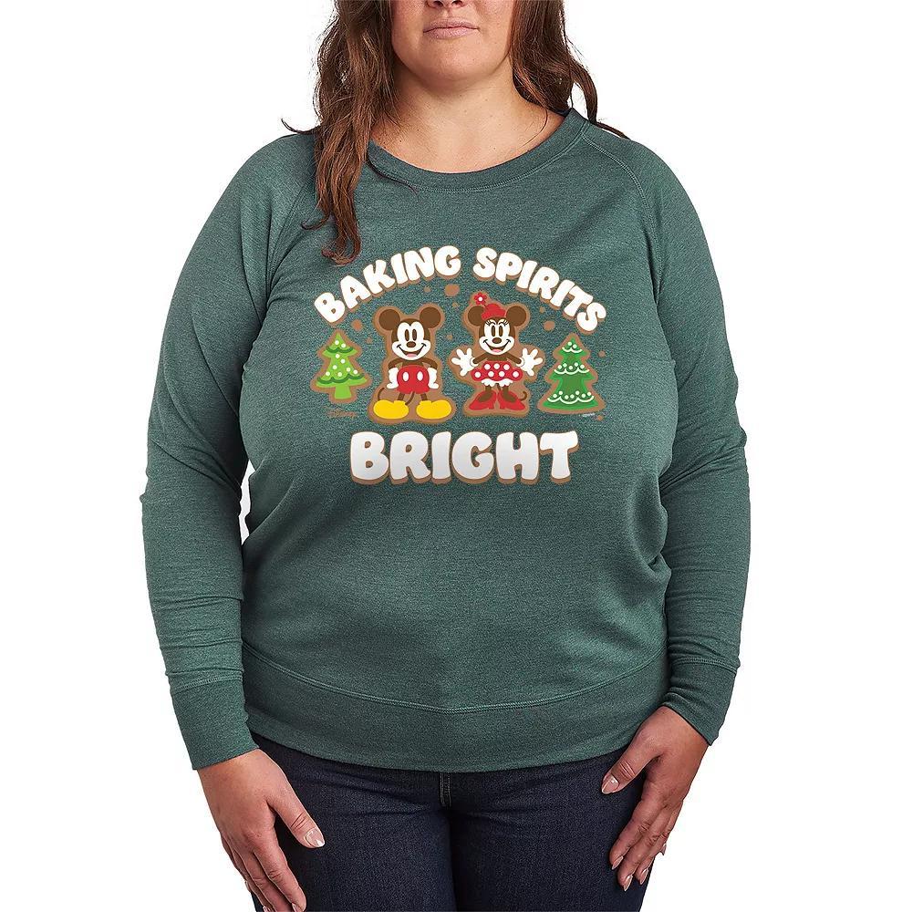Disney's Mickey & Minnie Mouse Plus Size Baking Spirits Bright French Terry Long Sleeve Tee, Women's, Size: 2XL, Grey Heather Product Image